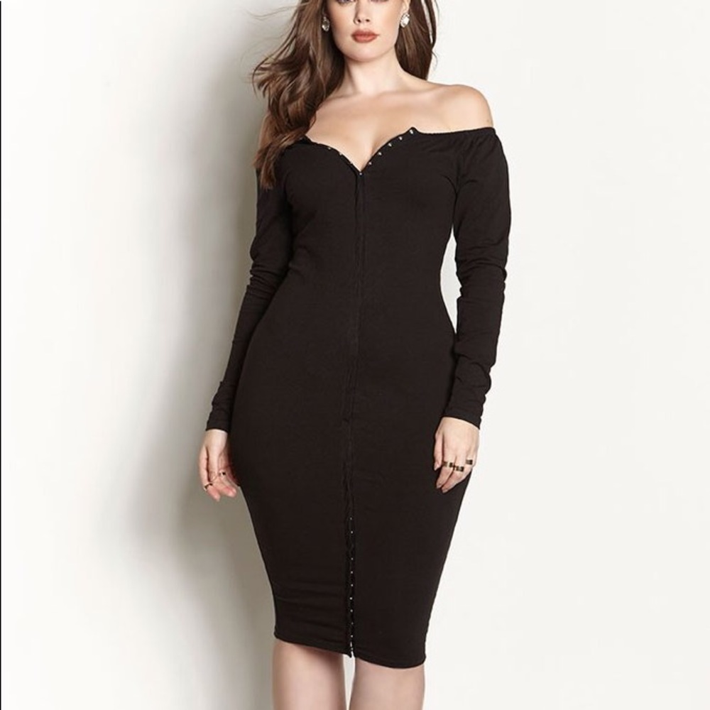 Rebdolls Black Clip On Midi Dress